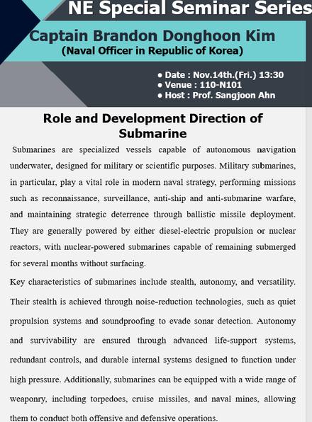 Role and Development Direction of Submarine - Captain Brandon Donghoon Kim(Naval Officer in Republic of Korea)