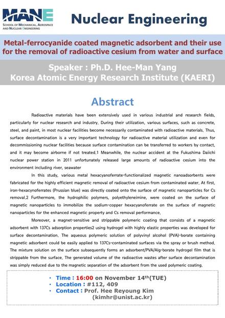 [NUE] Metal-ferrocyanide Coated Magnetic Adsorbent and ...