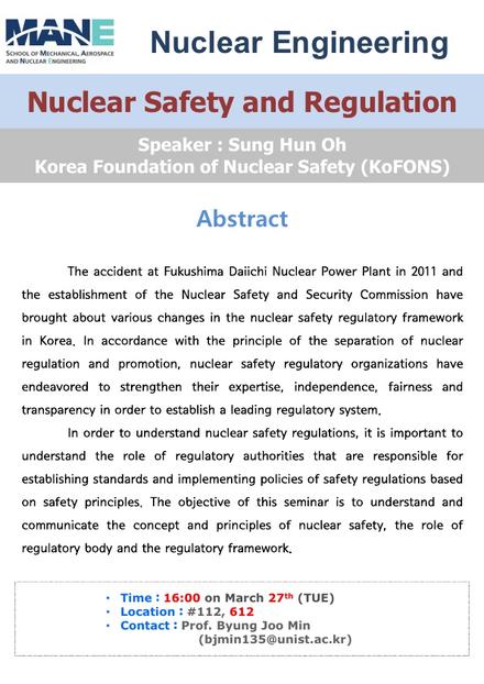[NUE] Nuclear Safety and Regulation