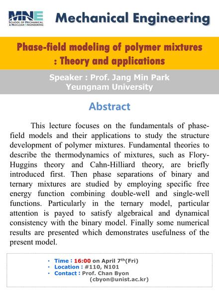 [MEN] Phase-filed Modeling of Polymer Mixtures: Theory and Applications
